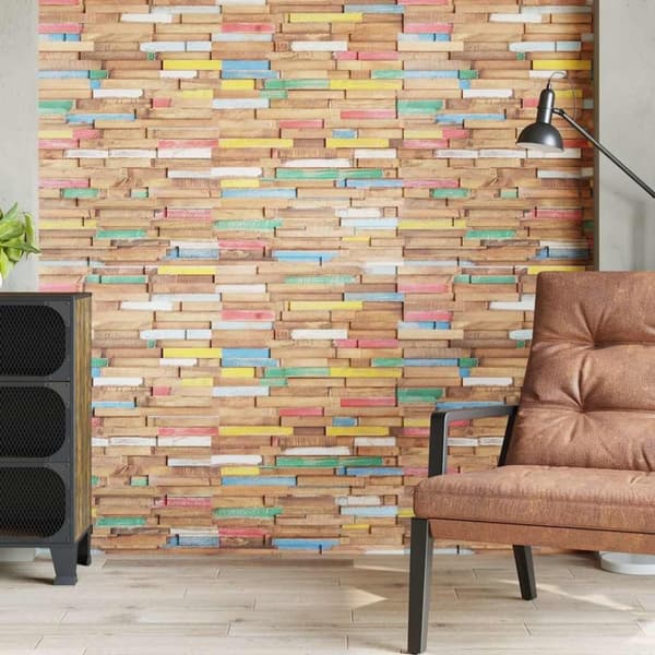 vidaXL Veggkledninger 10 stk 1,03 m² heltre teak