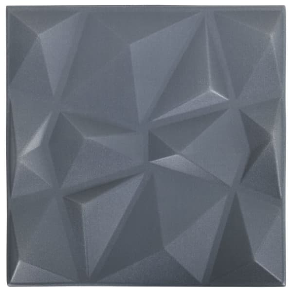 vidaXL 3D-veggpaneler 48 stk 50x50 cm diamant grå 12 m²