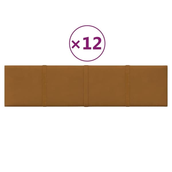 vidaXL Väggpaneler 12 st brun 60x15 cm sammet 1,08 m²