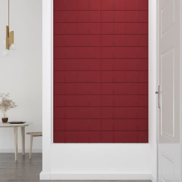 vidaXL vægpaneler 12 stk. 60x15 cm 1,08 m² fløjl vinrød