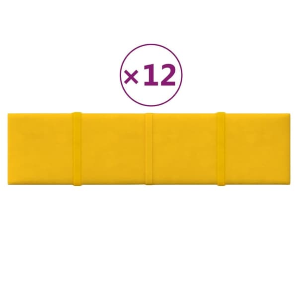 vidaXL vægpaneler 12 stk. 60x15 cm 1,08 m² fløjl gul