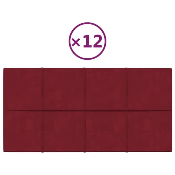 vidaXL Väggpaneler 12 st vinröd 60x30 cm sammet 2,16 m²