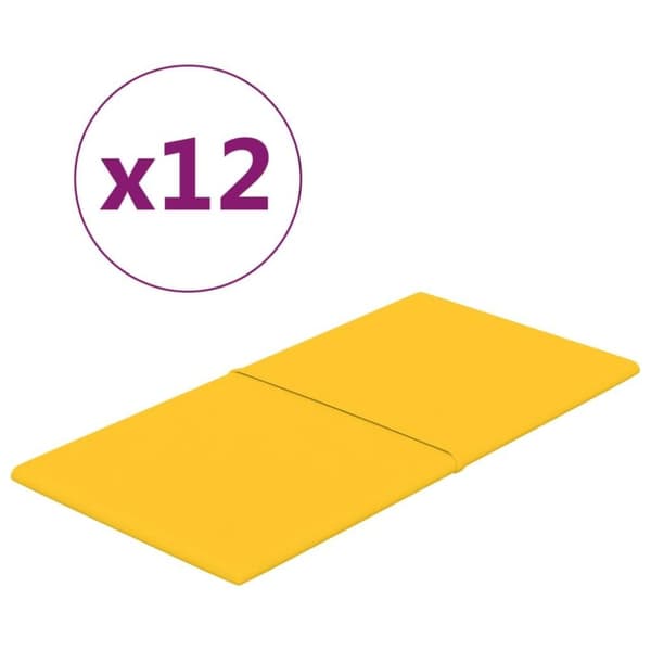 vidaXL Väggpaneler 12 st gul 60x30 cm sammet 2,16 m²