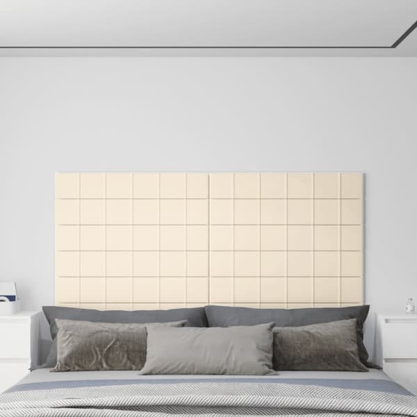 vidaXL Väggpaneler 12 st gräddvit 90x15 cm sammet 1,62 m²