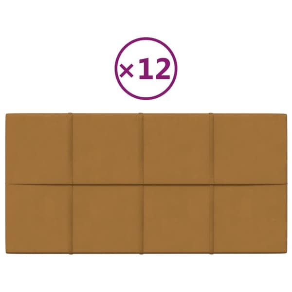 vidaXL vægpaneler 12 stk. 60x30 cm 2,16 m² fløjl brun