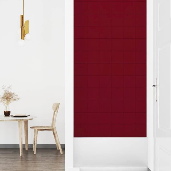 vidaXL vægpaneler 12 stk. 90x15 cm 1,62 m² fløjl vinrød
