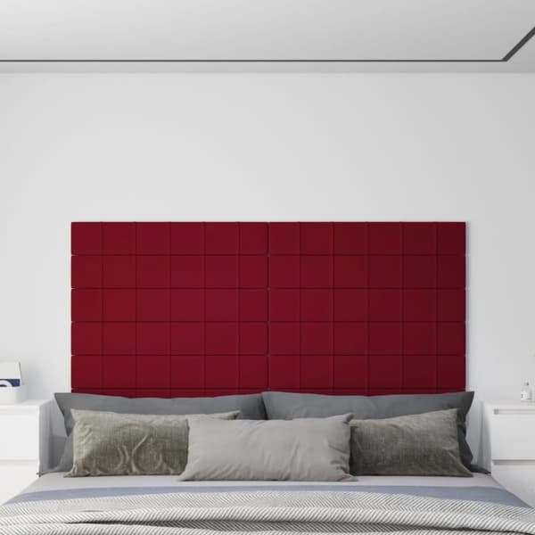 vidaXL vægpaneler 12 stk. 90x15 cm 1,62 m² fløjl vinrød