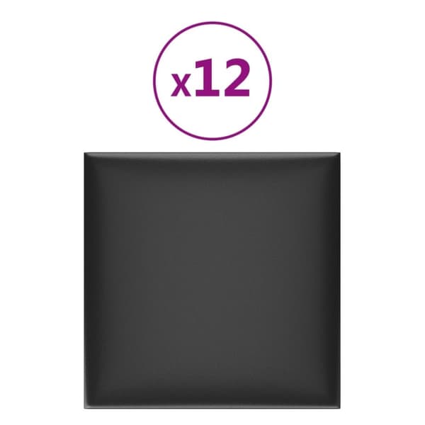 vidaXL vægpaneler 12 stk. 30x30 cm 1,08 m² kunstlæder sort