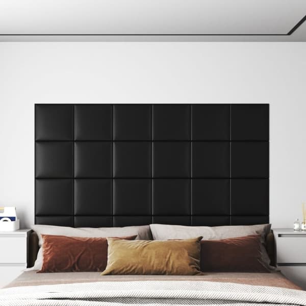 vidaXL vægpaneler 12 stk. 30x30 cm 1,08 m² kunstlæder sort