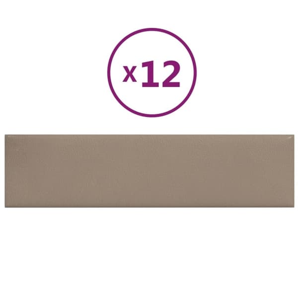 vidaXL vægpaneler 12 stk. 60x15 cm 1,08 m² kunstlæder cappuccinofarvet