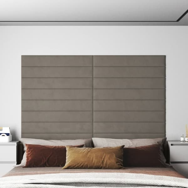 vidaXL vægpaneler 12 stk. 90x15 cm 1,62 m² fløjl lysegrå