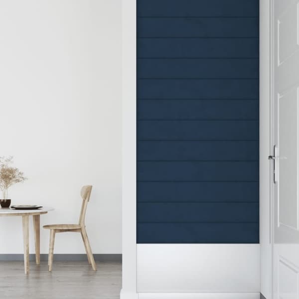 vidaXL vægpaneler 12 stk. 90x15 cm 1,62 m² fløjl blå