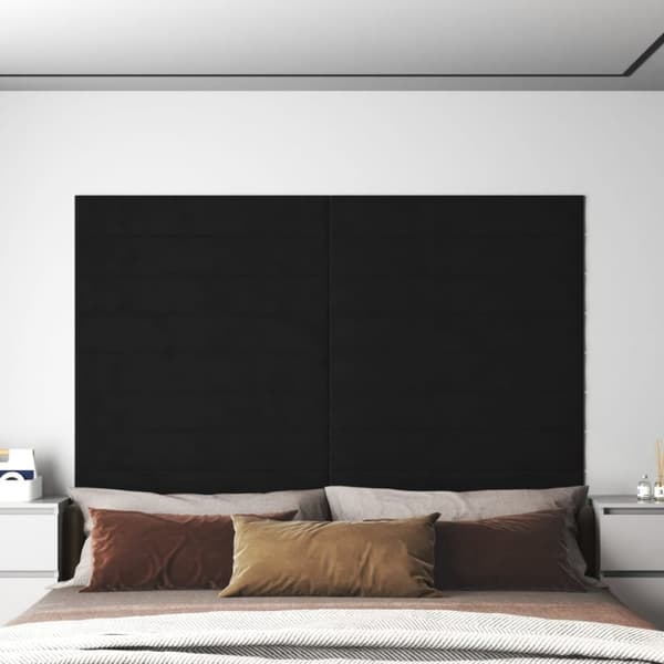 vidaXL vægpaneler 12 stk. 90x15 cm 1,62 m² fløjl sort