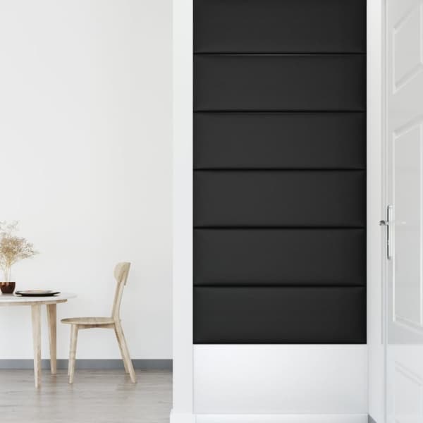 vidaXL vægpaneler 12 stk. 90x30 cm 3,24 m² kunstlæder sort