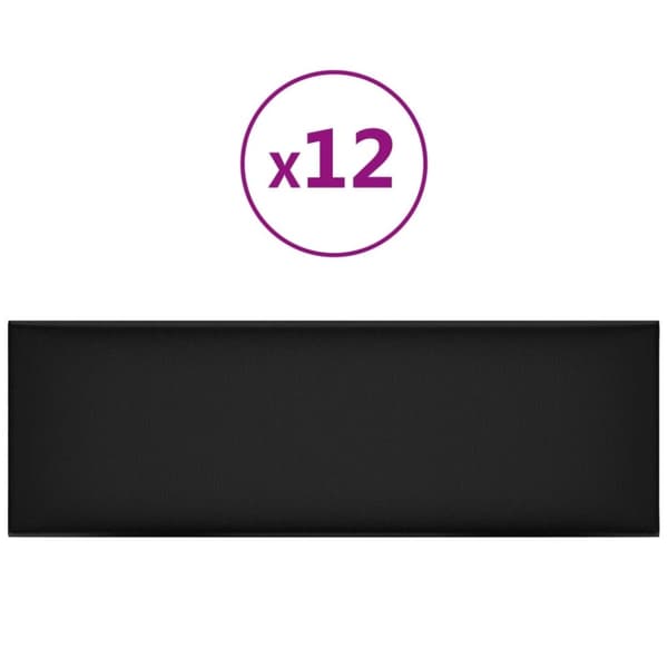 vidaXL vægpaneler 12 stk. 90x30 cm 3,24 m² kunstlæder sort