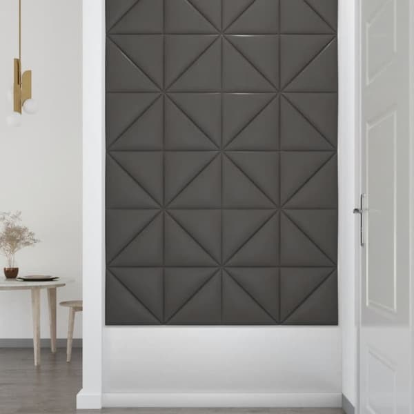 vidaXL vægpaneler 12 stk. 30x30 cm 0,54 m² kunstlæder grå