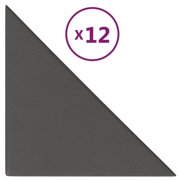 vidaXL vægpaneler 12 stk. 30x30 cm 0,54 m² kunstlæder grå