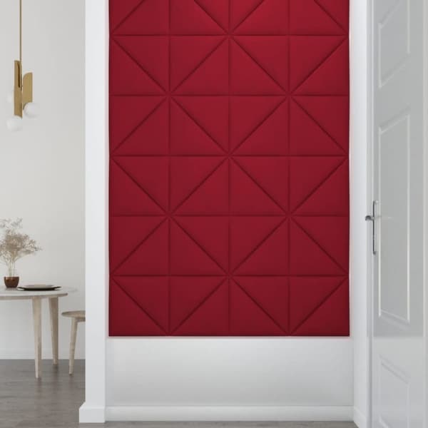 vidaXL vægpaneler 12 stk. 30x30 cm 0,54 m² fløjl vinrød