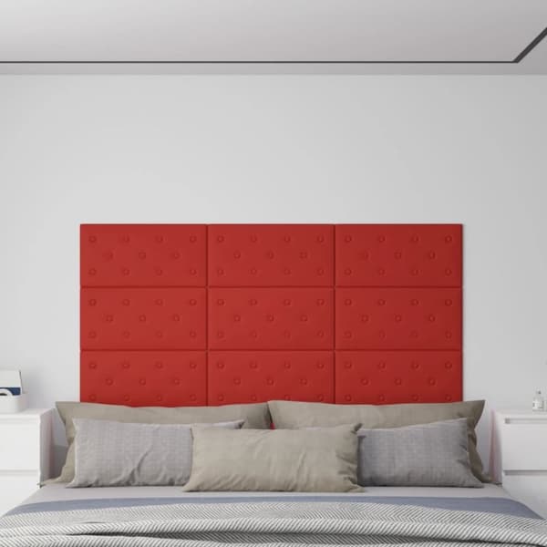 vidaXL vægpaneler 12 stk. 60x30 cm 2,16 m² kunstlæder vinrød