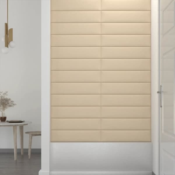 vidaXL Väggpaneler 12 st gräddvit 60x15 cm tyg 1,08 m