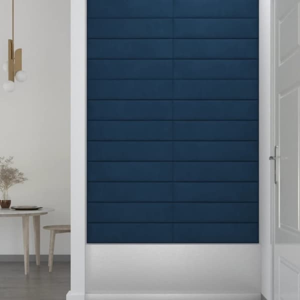 vidaXL Väggpaneler 12 st blå 60x15 cm sammet 1,08 m²