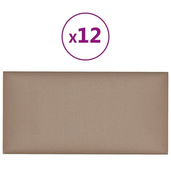 vidaXL Väggpaneler 12 st cappuccino 60x30 cm konstläder 2,16 m²