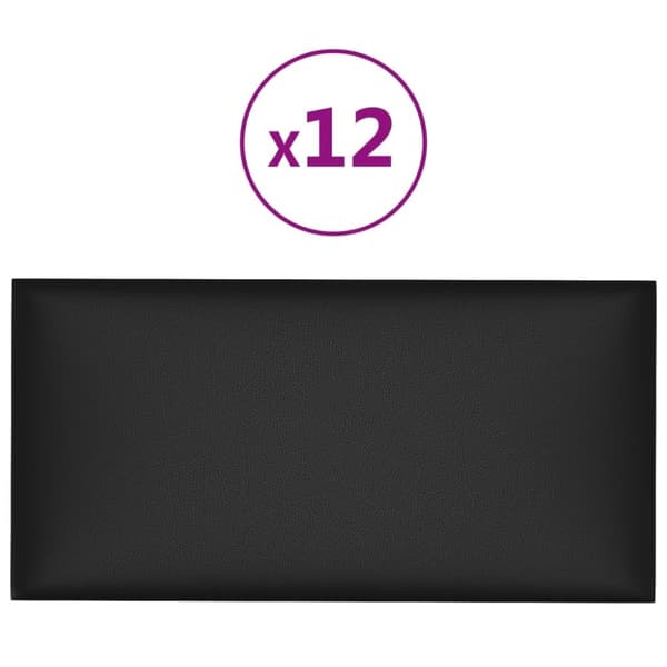 vidaXL Väggpaneler 12 st svart 60x30 cm konstläder 2,16 m²