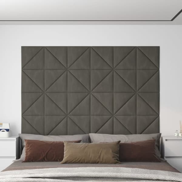 vidaXL Väggpaneler 12 st mörkgrå 30x30 cm sammet 1,08 m²
