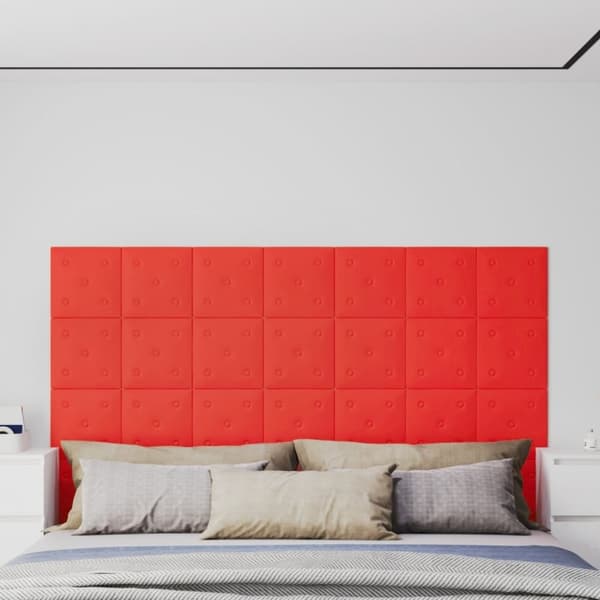 vidaXL Väggpaneler 12 st röd 30x30 cm konstläder 1,08 m²