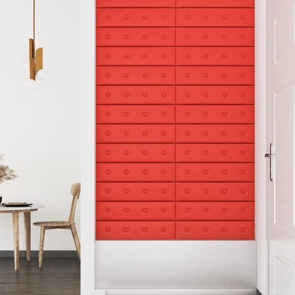 vidaXL Väggpaneler 12 st röd 60x15 cm konstläder 1,08 m²