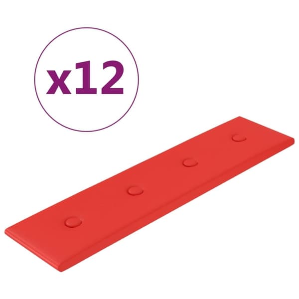 vidaXL Väggpaneler 12 st röd 60x15 cm konstläder 1,08 m²