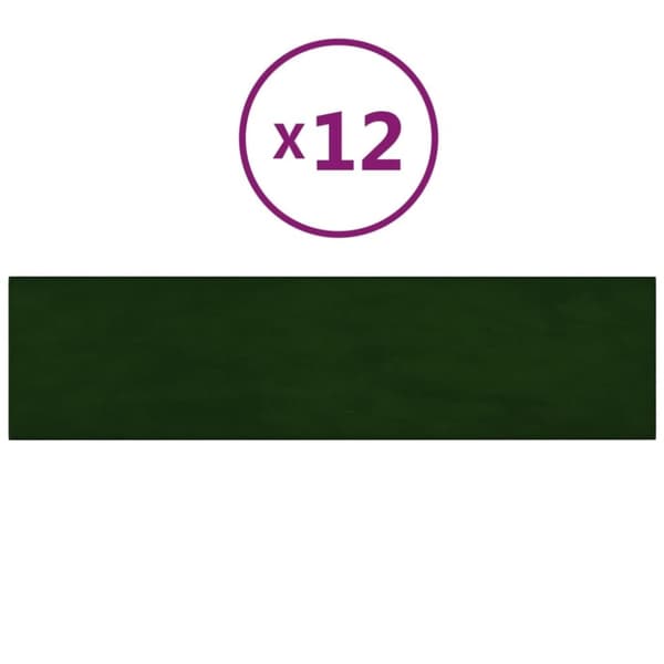 vidaXL Väggpaneler 12 st mörkgrön 60x15 cm sammet 1,08 m²