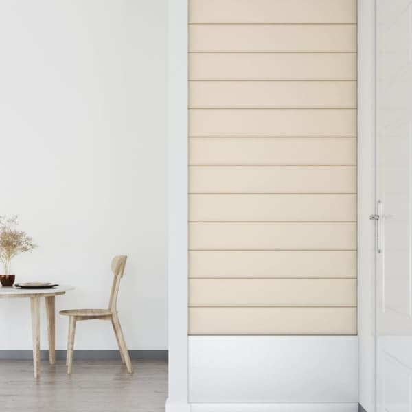 vidaXL Väggpaneler 12 st gräddvit 90x15 cm sammet 1,62 m²