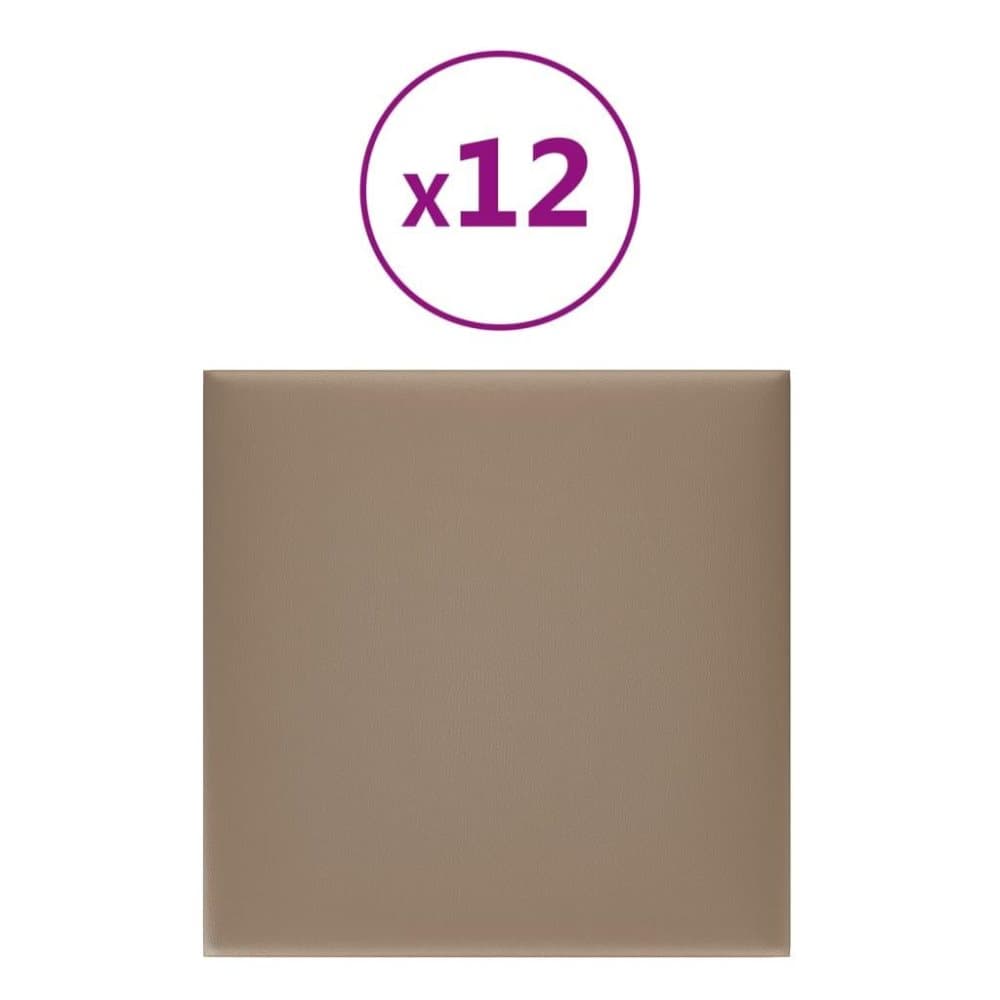 vidaXL Väggpaneler 12 st cappuccino 30x30 cm konstläder 1,08 m²