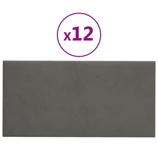 vidaXL Väggpaneler 12 st mörkgrå 60x30 cm sammet 2,16 m²