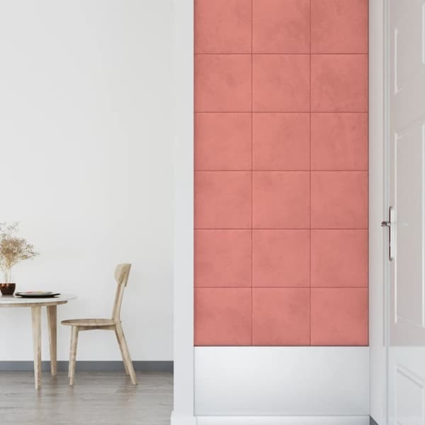 vidaXL Väggpaneler 12 st rosa 30x30 cm sammet 1,08 m²