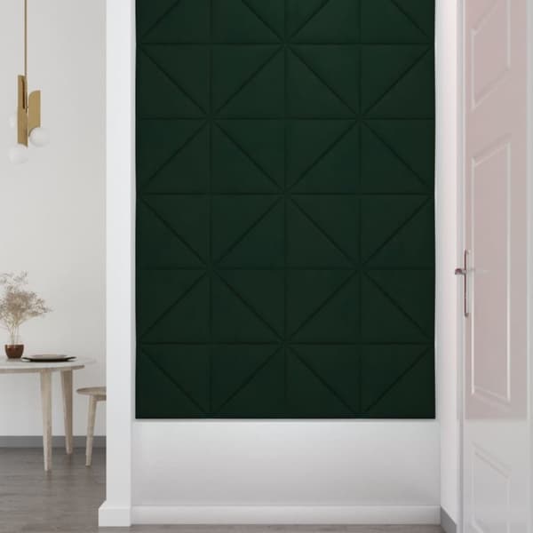 vidaXL Väggpaneler 12 st mörkgrön 30x30 cm sammet 0,54 m²