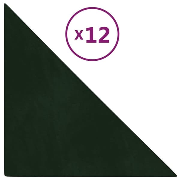 vidaXL Väggpaneler 12 st mörkgrön 30x30 cm sammet 0,54 m²