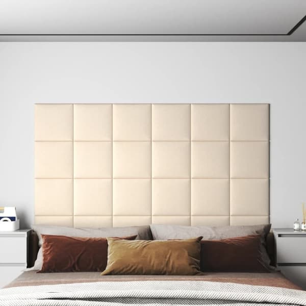 vidaXL vægpaneler 12 stk. 30x30 cm 1,08 m² fløjl cremefarvet