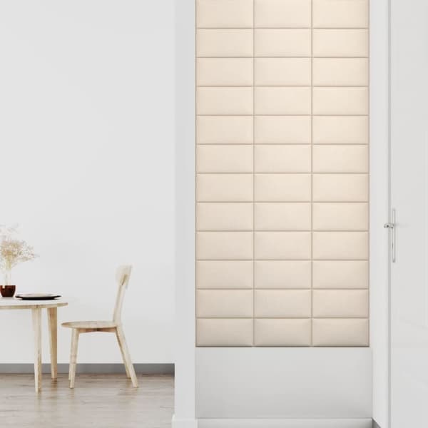 vidaXL vægpaneler 12 stk. 30x15 cm 0,54 m² fløjl cremefarvet