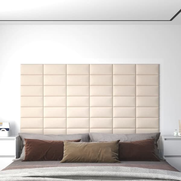 vidaXL vægpaneler 12 stk. 30x15 cm 0,54 m² fløjl cremefarvet