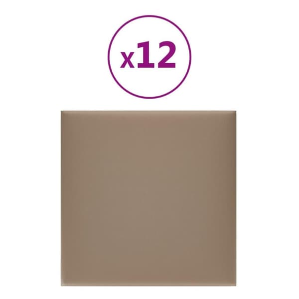 vidaXL vægpaneler 12 stk. 30x30 cm 1,08 m² kunstlæder cappuccinofarvet