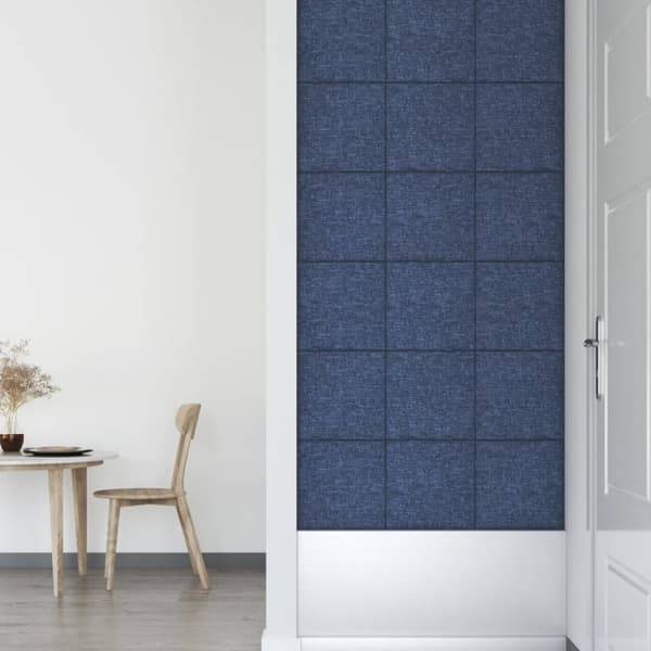 vidaXL vægpaneler 12 stk. 30x30 cm 1,08 m² stof blå
