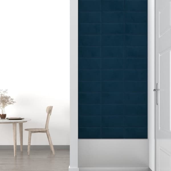 vidaXL vægpaneler 12 stk. 30x15 cm 0,54 m² fløjl blå