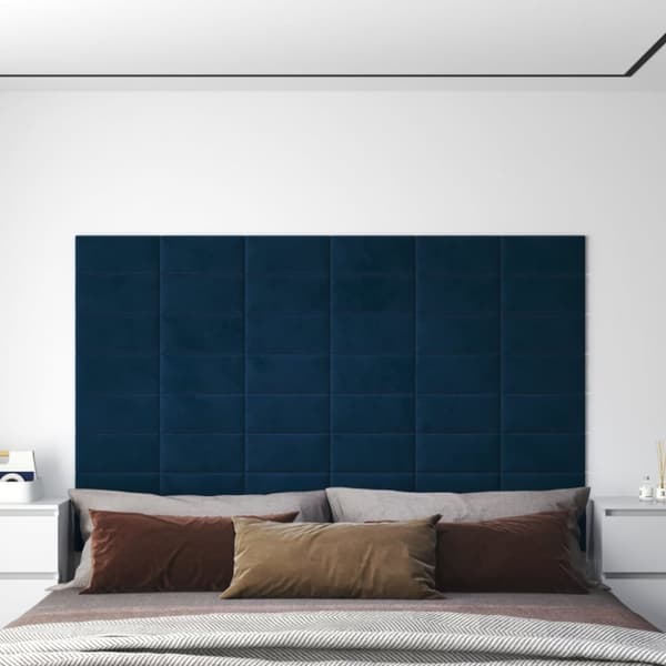 vidaXL vægpaneler 12 stk. 30x15 cm 0,54 m² fløjl blå