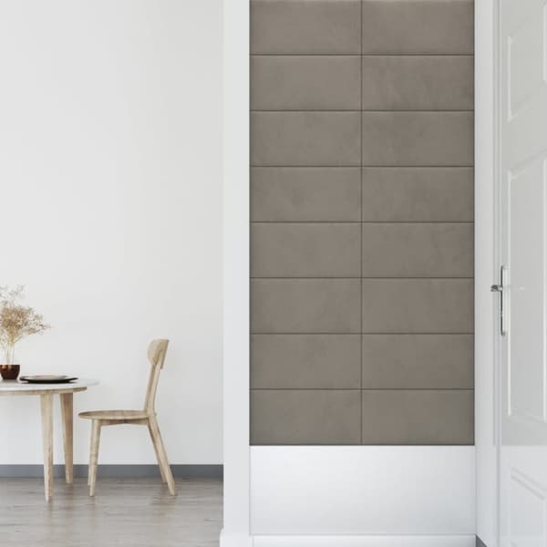vidaXL vægpaneler 12 stk. 60x30 cm 2,16 m² fløjl lysegrå