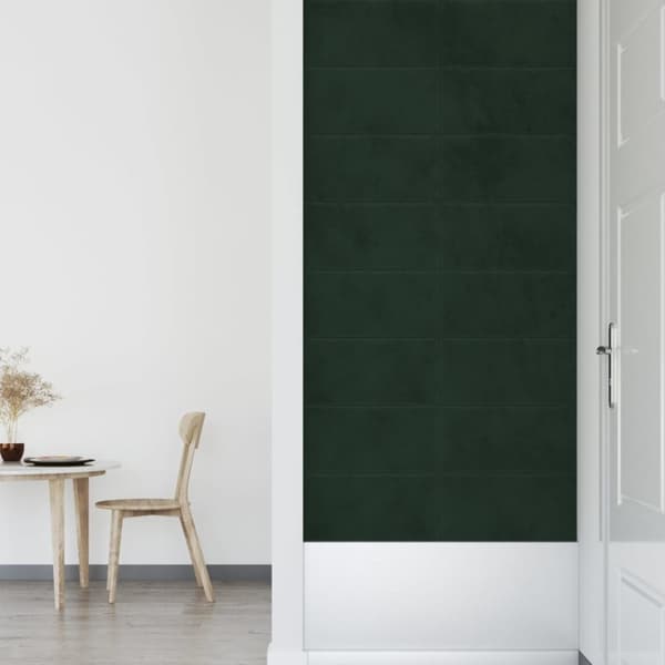 vidaXL vægpaneler 12 stk. 60x30 cm 2,16 m² fløjl mørkegrøn