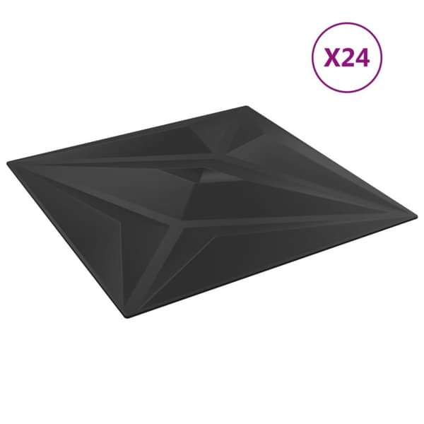 vidaXL Veggpaneler 24 stk svart 50x50 cm XPS 6 m² stjerne
