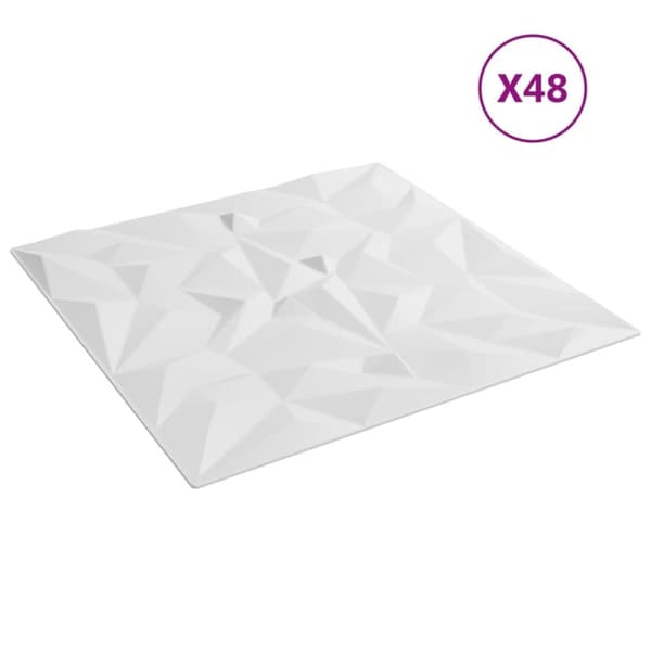vidaXL vægpaneler 48 stk. 50x50 cm 12 m² XPS ametyst hvid