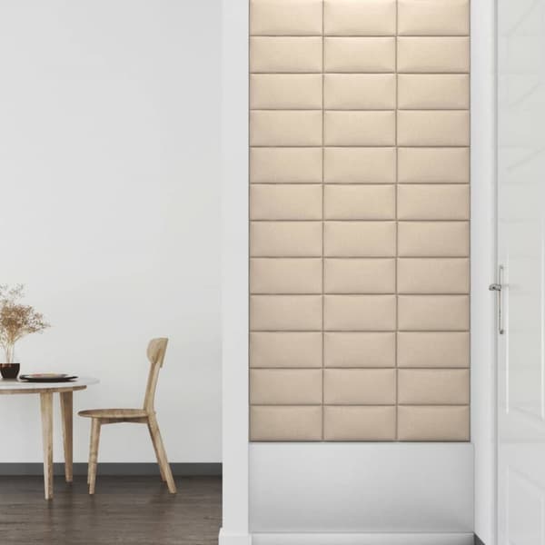 vægpaneler 12 stk. 30x15 cm 0,54 m² stof cremefarvet